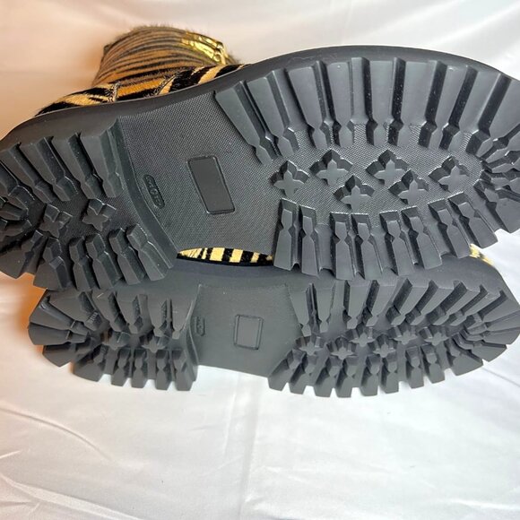 Roberto Cavalli Tiger Print Calf Hair Combat Boots - Picture 8 of 12